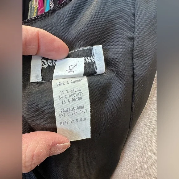 Dave & Johnny black velvet  w/white beads. GORGEOUS!SZE 11/12 GREAT CONDITION - Picture 10 of 15